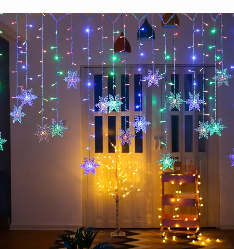 Snowfall Curtain Lights – Evokes gentle, magical snowfall effect