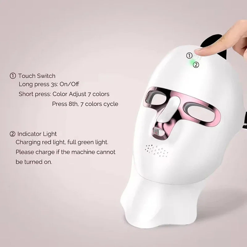 Wireless 7-Color LED Face & Neck Light Therapy Mask