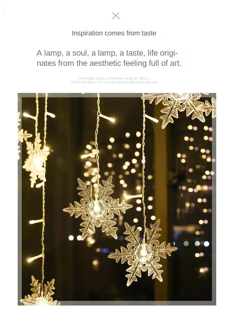 Snowfall Curtain Lights – Evokes gentle, magical snowfall effect