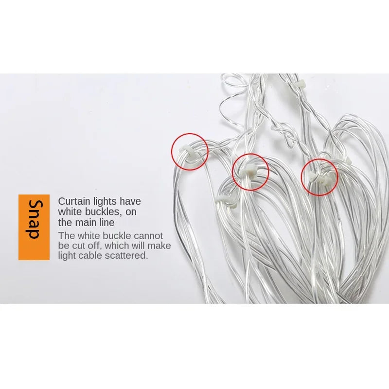 Snowfall Curtain Lights – Evokes gentle, magical snowfall effect