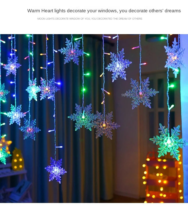 Snowfall Curtain Lights – Evokes gentle, magical snowfall effect