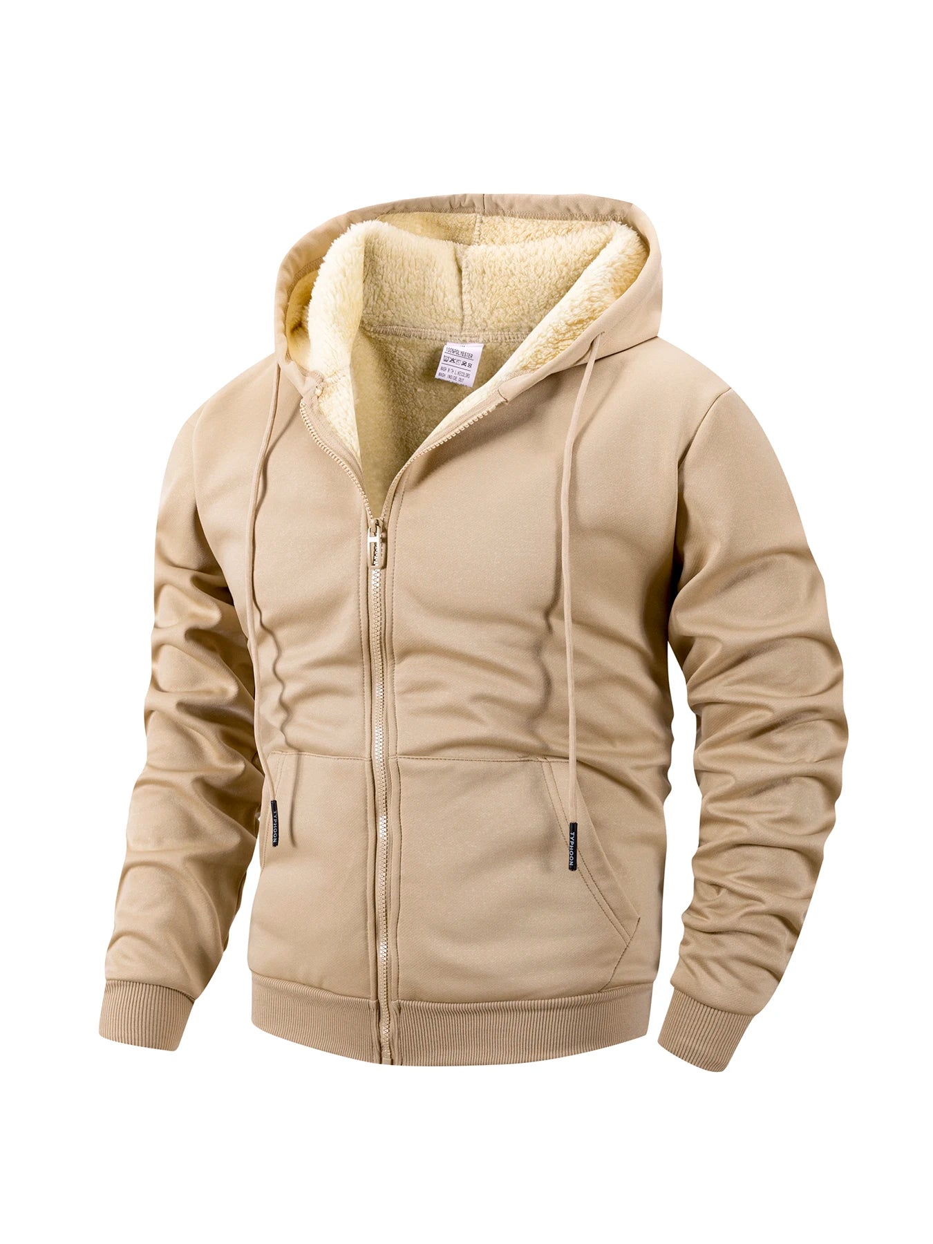 Winter Men’s Fleece-Lined Zip Jacket – Warm Windproof Hoodie Coat, Heavyweight Casual Sportswear