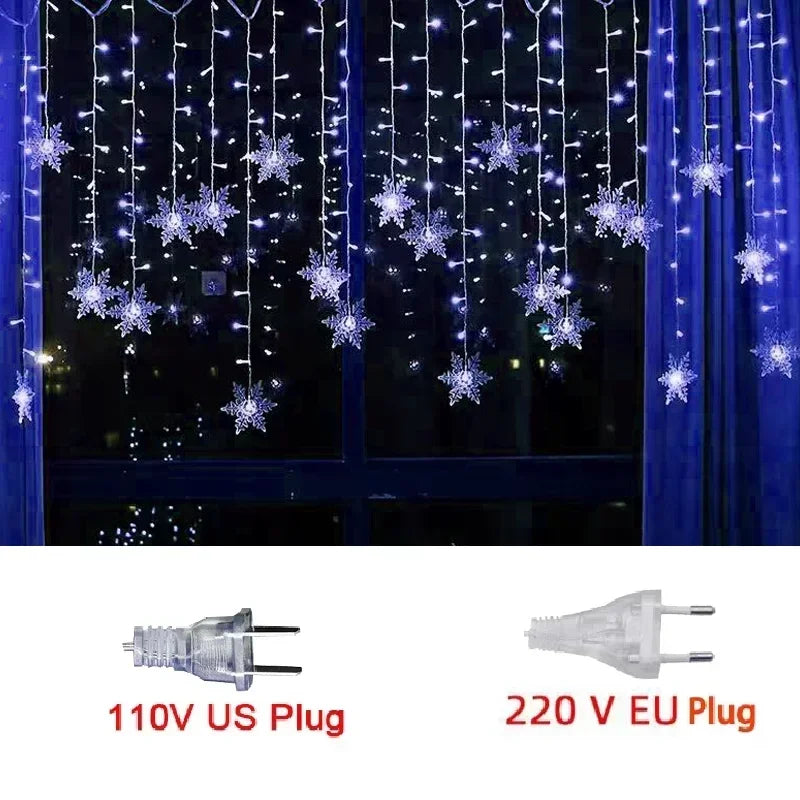 Snowfall Curtain Lights – Evokes gentle, magical snowfall effect