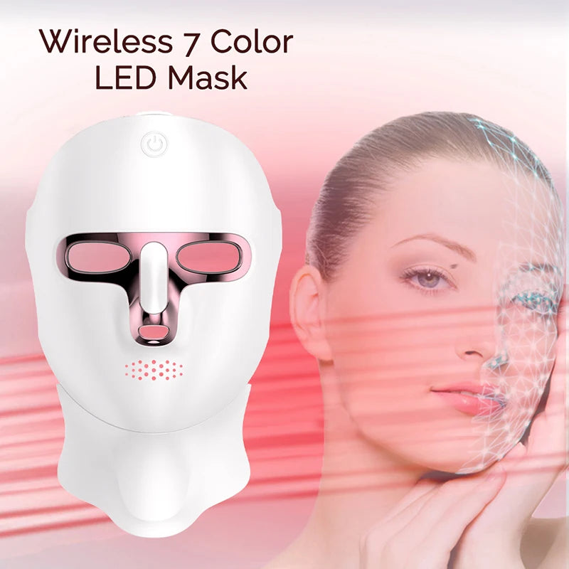 Wireless 7-Color LED Face & Neck Light Therapy Mask