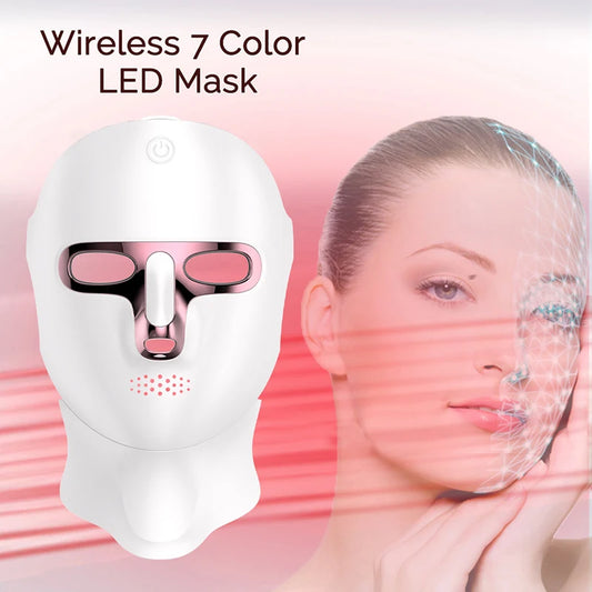Wireless 7-Color LED Face & Neck Light Therapy Mask
