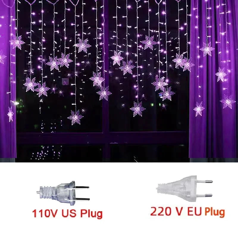 Snowfall Curtain Lights – Evokes gentle, magical snowfall effect