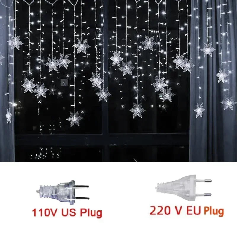 Snowfall Curtain Lights – Evokes gentle, magical snowfall effect
