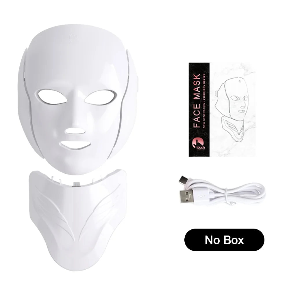 Wireless 7 Colors LED Face Neck Beauty Mask Removable Buckle Design Skin Firming Brightening Rejuvenation Anti Aging Skin Care