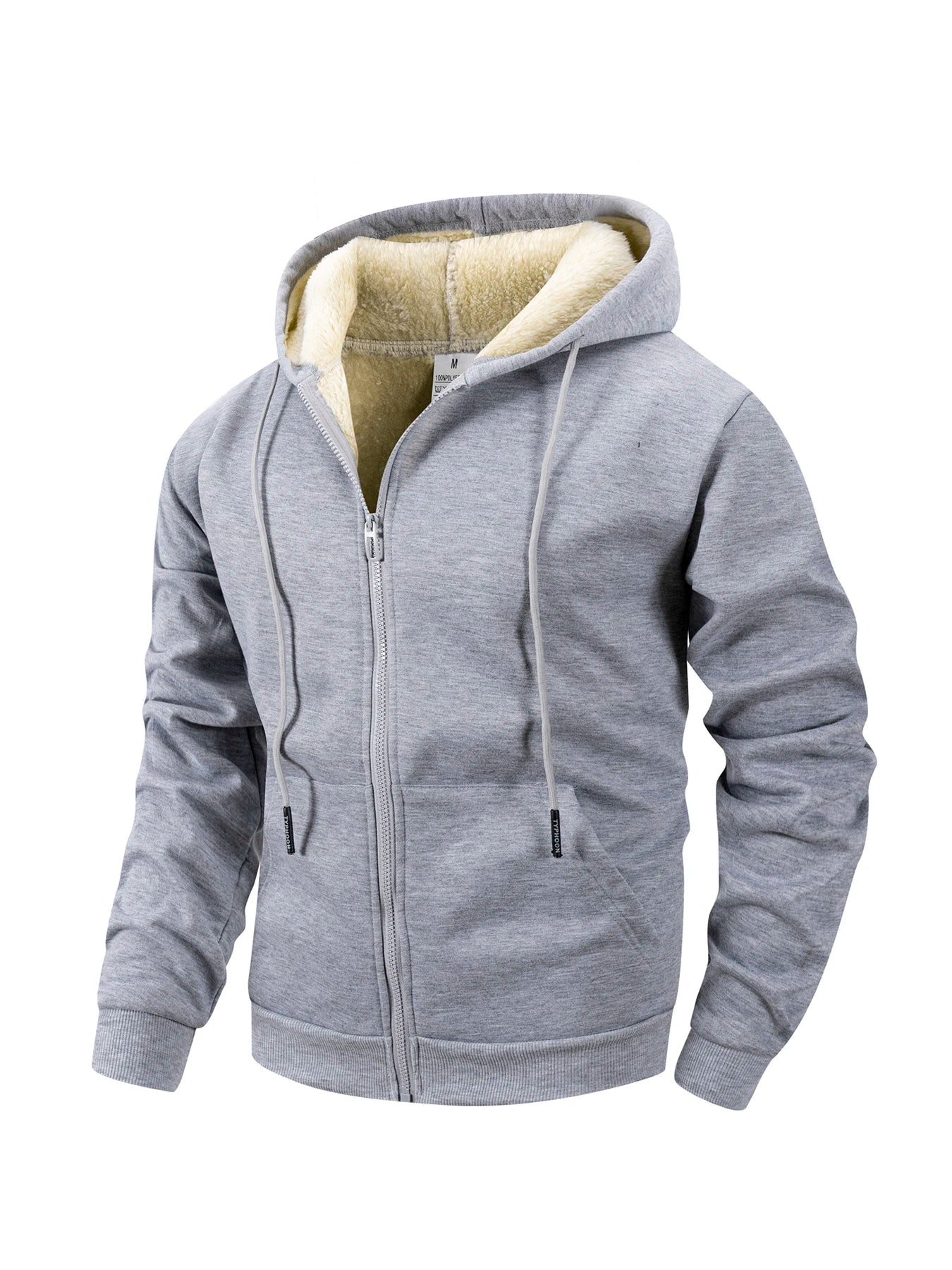 Winter Men’s Fleece-Lined Zip Jacket – Warm Windproof Hoodie Coat, Heavyweight Casual Sportswear
