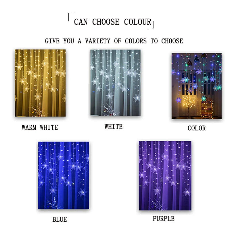 Snowfall Curtain Lights – Evokes gentle, magical snowfall effect